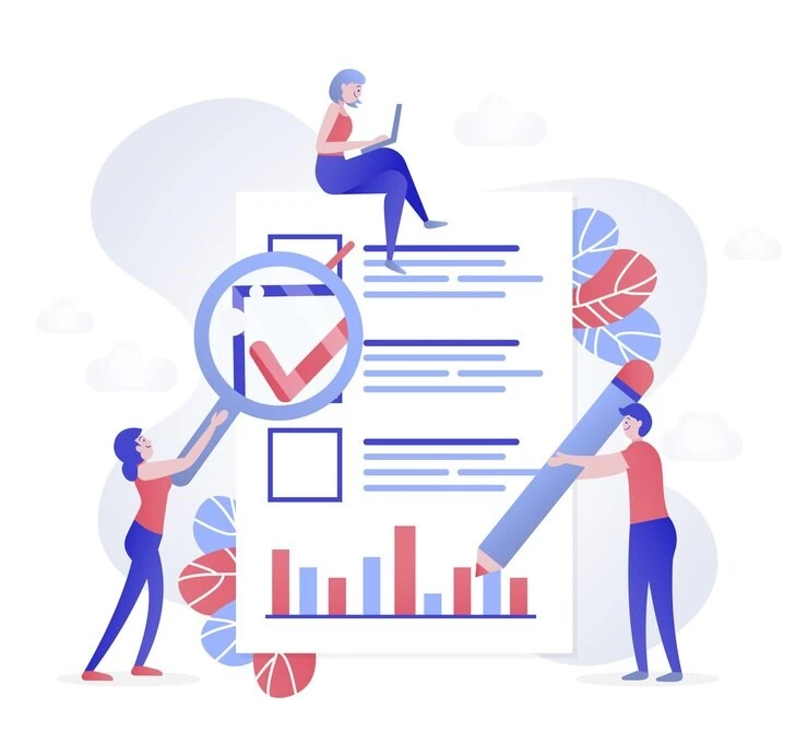 Professionals conducting Traffic Surveys with charts and checklist